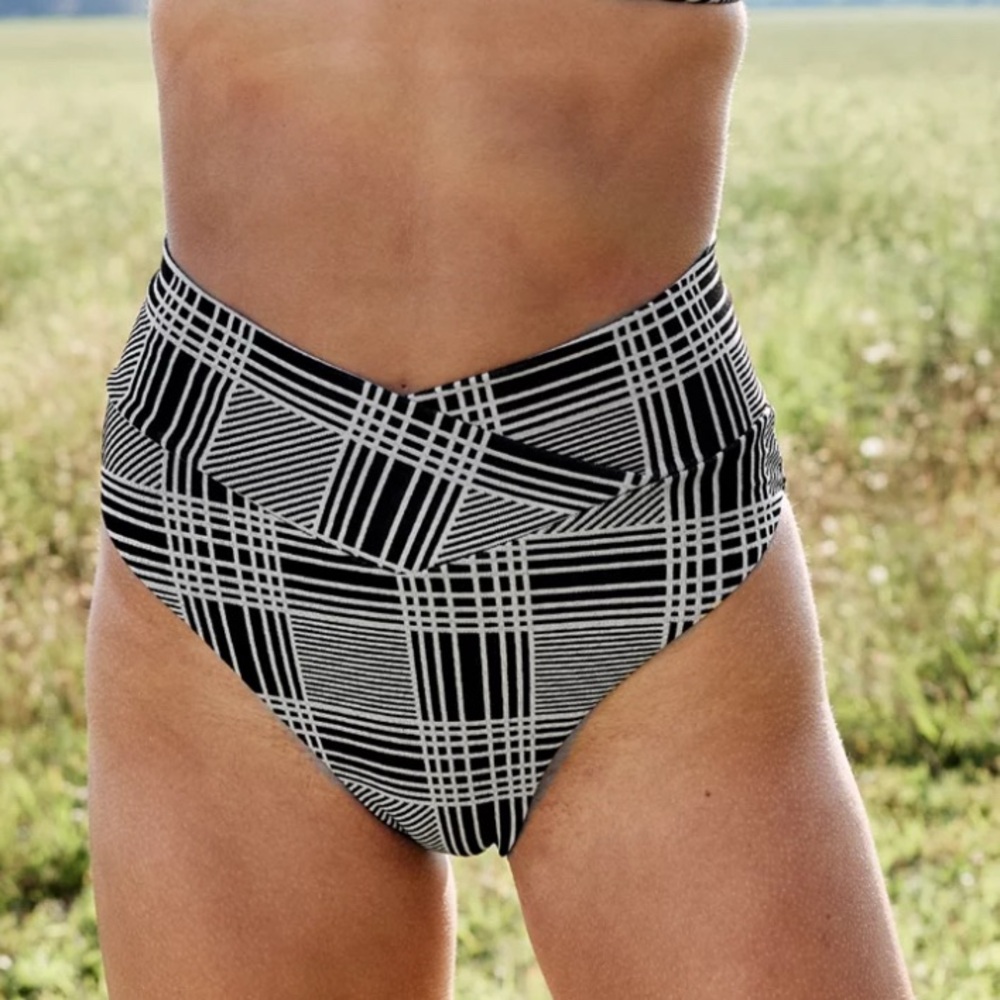 Aerie Jacquard Crossover High Cut Cheeky Bikini Bottom